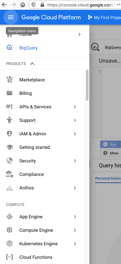 Google Cloud Platform dashboard